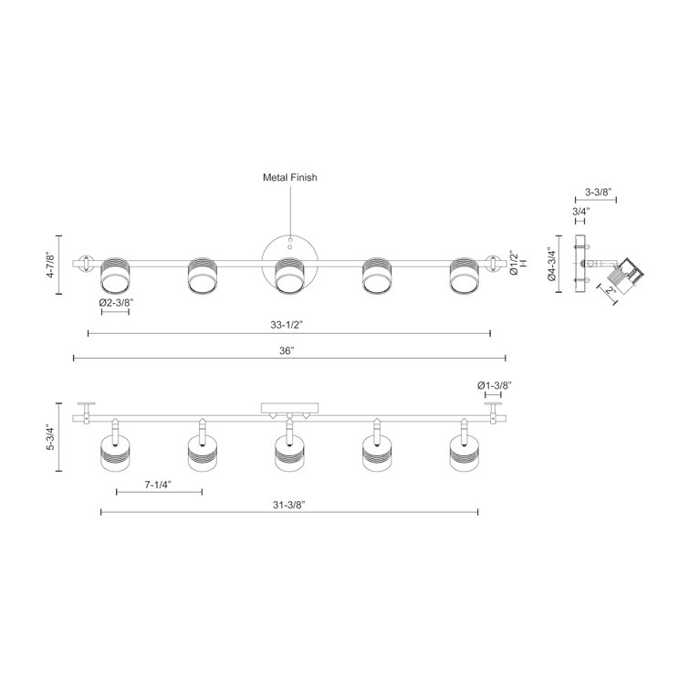 Lyra 36'' Brushed Nickel 5-Light LED Track Kit