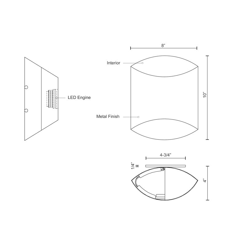Preston Black LED Dimmable Wall Sconce, 10" H x 8" W