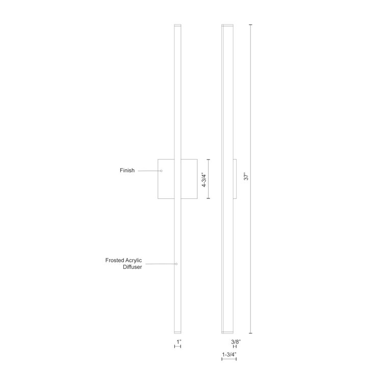 Vega 37" White Aluminum LED Dimmable Wallchiere