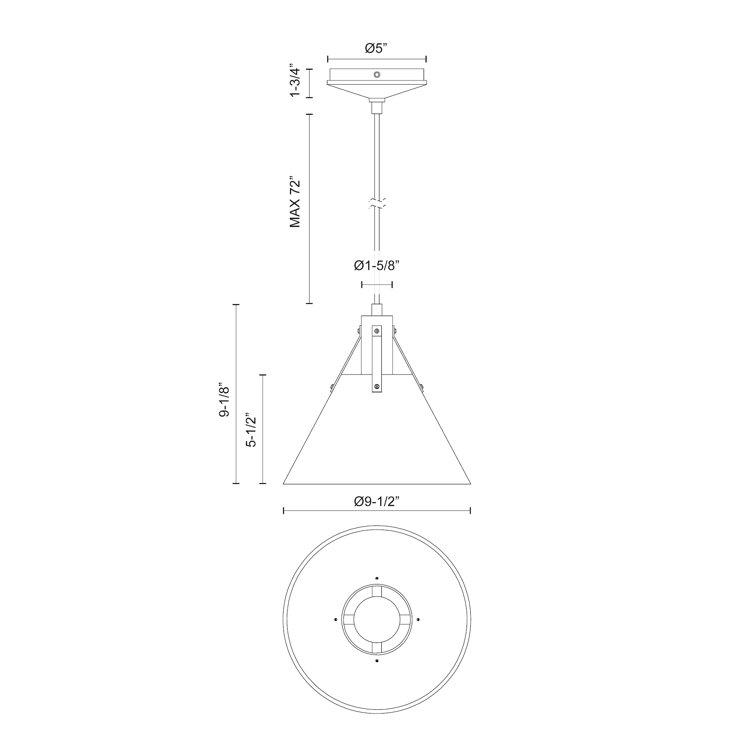 Archer Matte Black Aluminum 8" Single Pendant Light