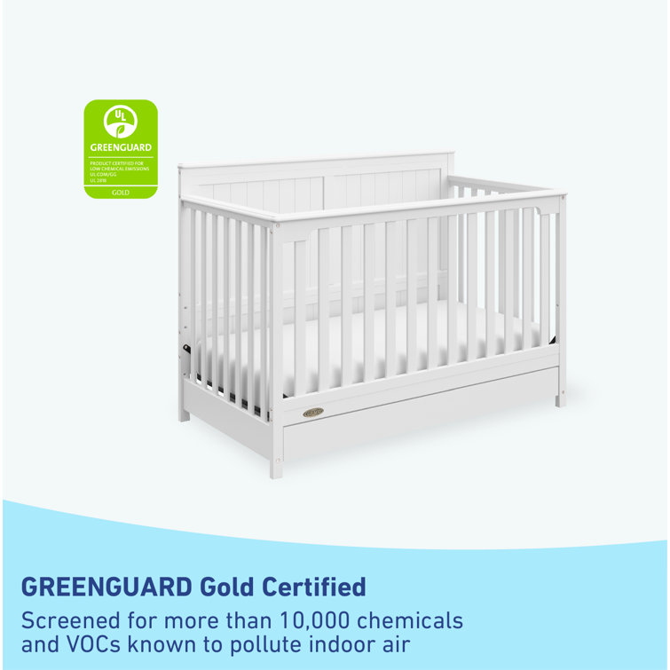 White 5-in-1 Convertible Crib with Storage Drawer