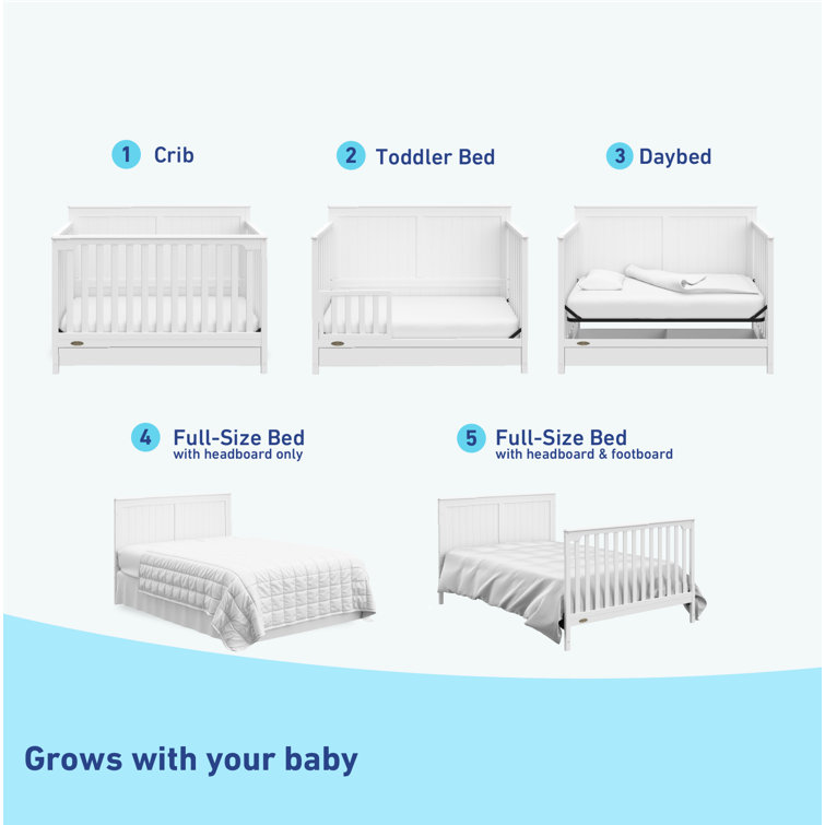 White 5-in-1 Convertible Crib with Storage Drawer