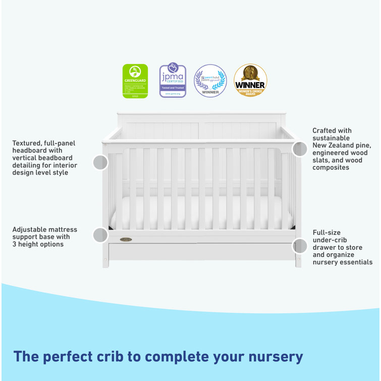 White 5-in-1 Convertible Crib with Storage Drawer
