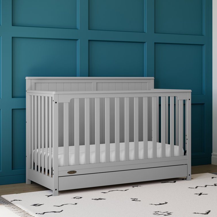Pebble Gray 5-in-1 Convertible Crib with Storage Drawer