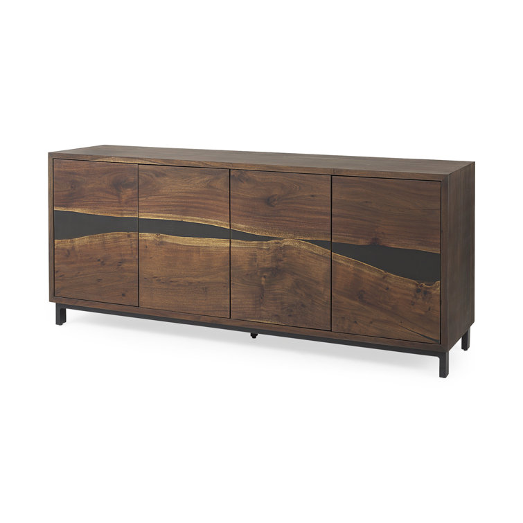 Rundle 68.9'' Brown Wood and Black Resin Sideboard