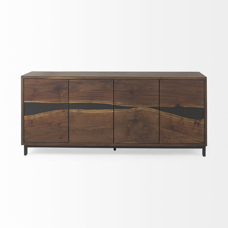 Rundle 68.9'' Brown Wood and Black Resin Sideboard