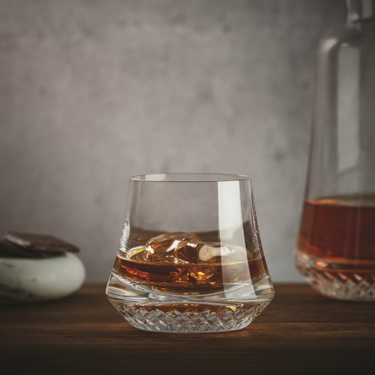 Clear Faceted Crystal Whiskey Glass Set of 2