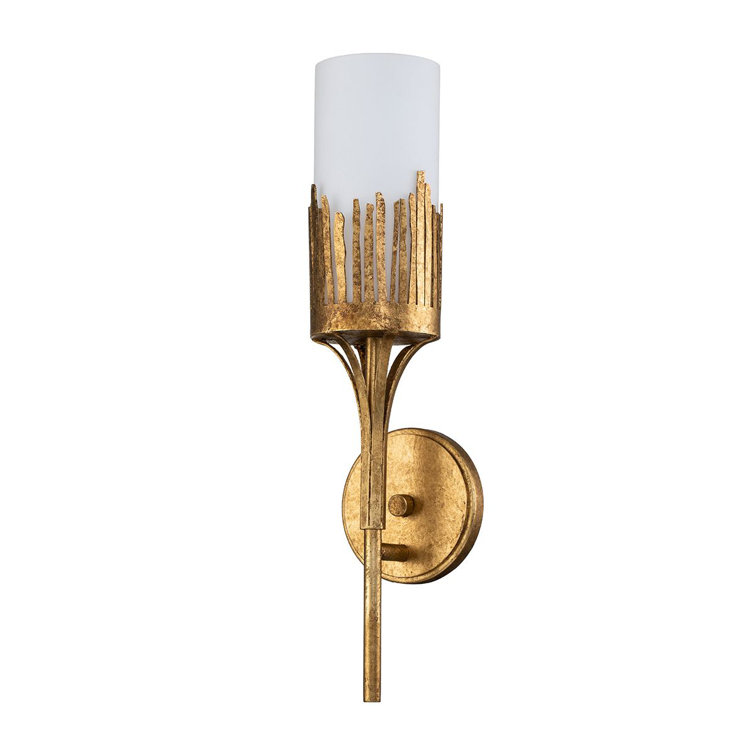Manor Gold Leaf 1-Light Wall Sconce with Clear Glass Shade