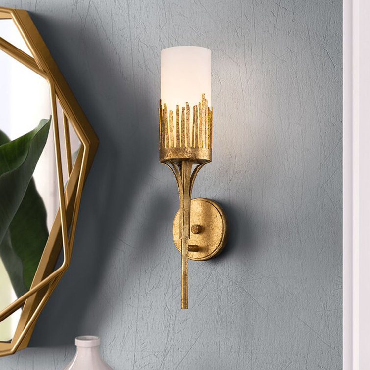 Manor Gold Leaf 1-Light Wall Sconce with Clear Glass Shade