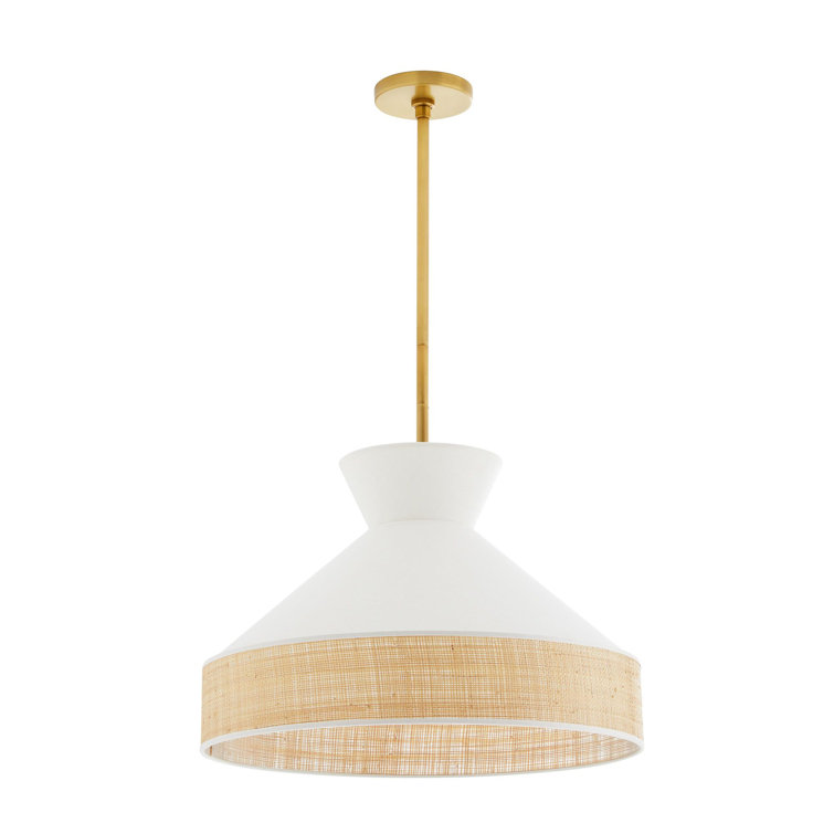 Bauhaus Inspired Antique Brass Globe Pendant with Rattan Trim