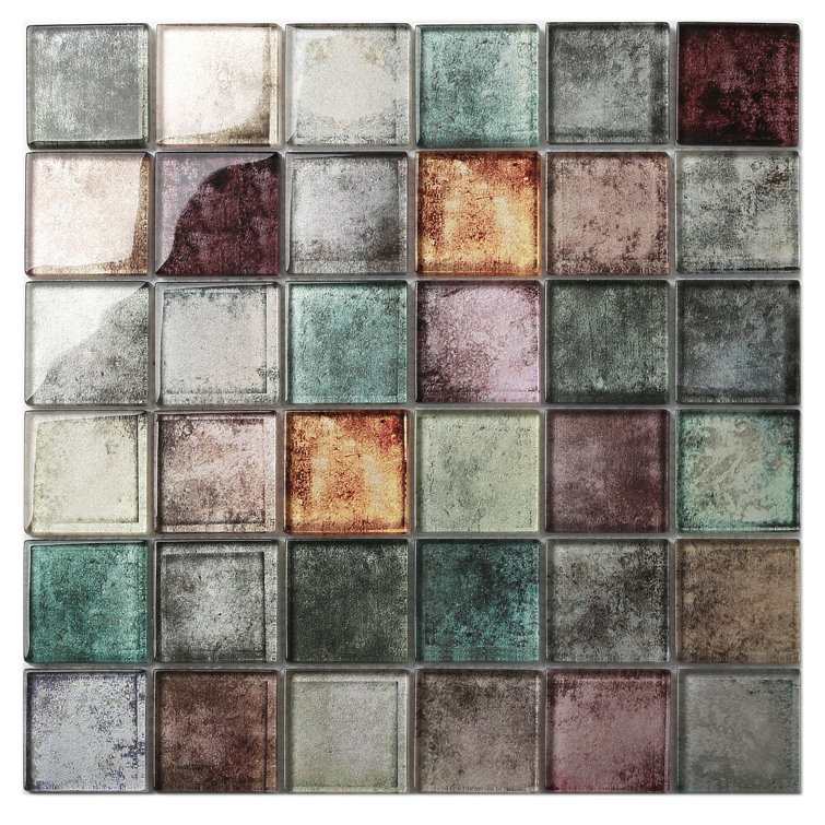Antique Multicolor 12'' x 12'' Glass Mosaic Wall Tile