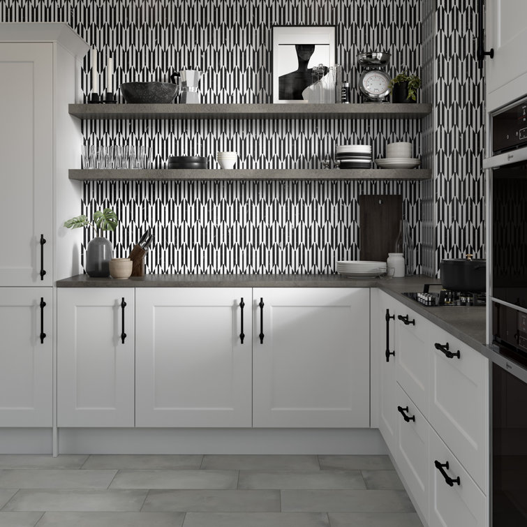 Bizou 10'' x 12'' White and Black Marble Mosaic Accent Tile
