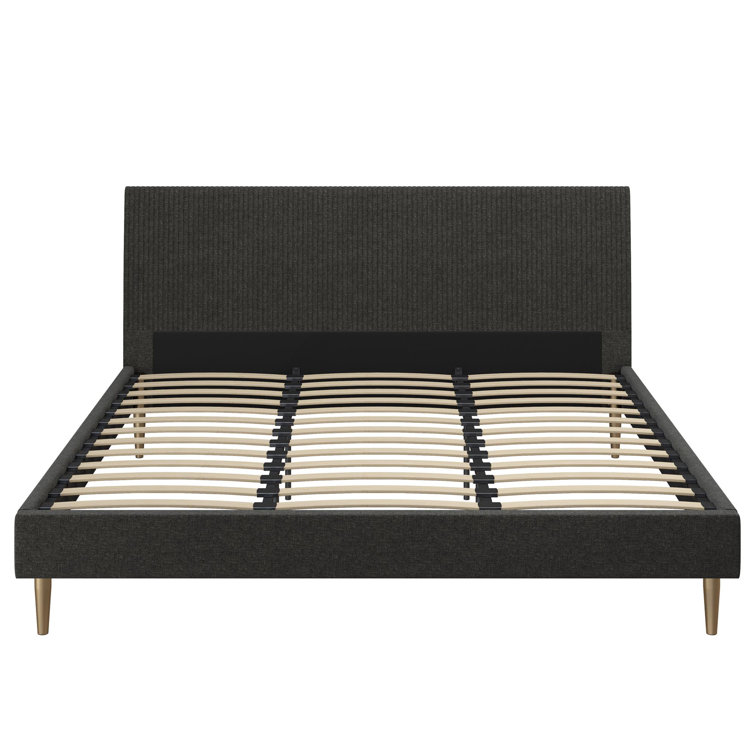 Serene Luxe King-Size Dark Gray Linen Upholstered Bed with Tufted Headboard