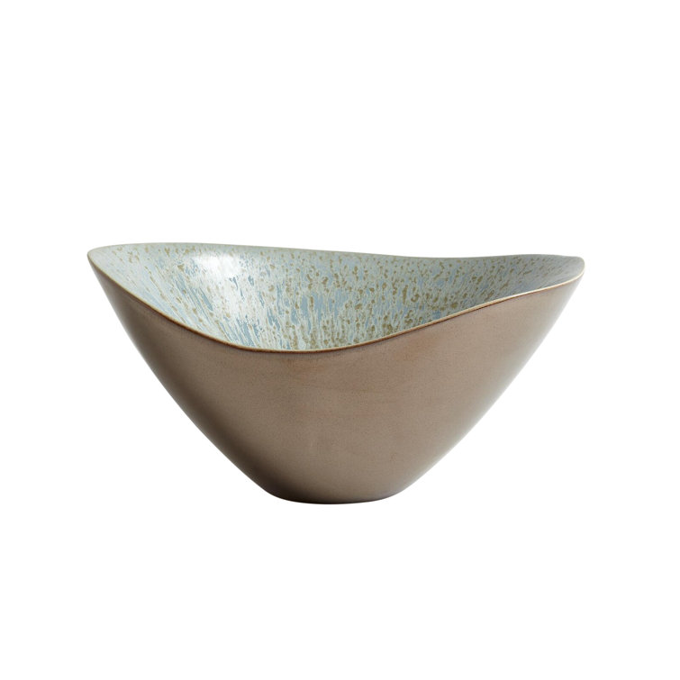 Bronze and Blue Reactive Glaze Ceramic Bowl