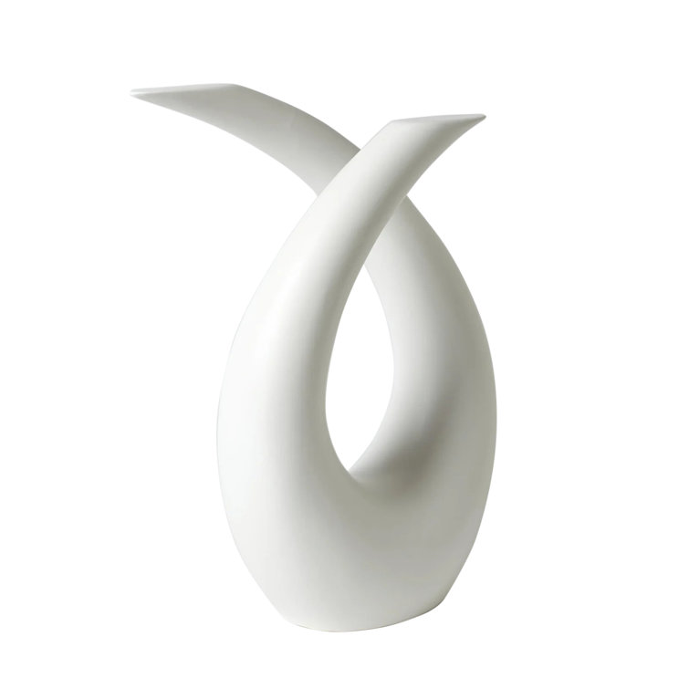 Matte White Ceramic Abstract Loop Sculpture