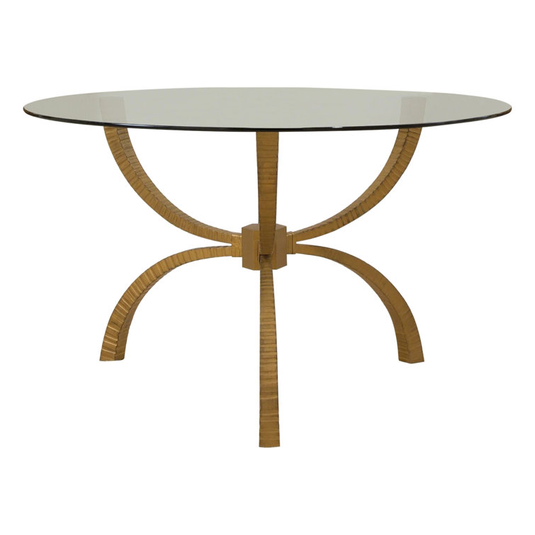 Teton Gold Finish Heavy-Duty Glass Dining Table