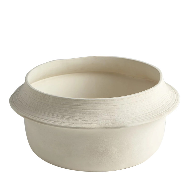 Modern Matte Cream Marble Ceramic Bowl with Unique Form