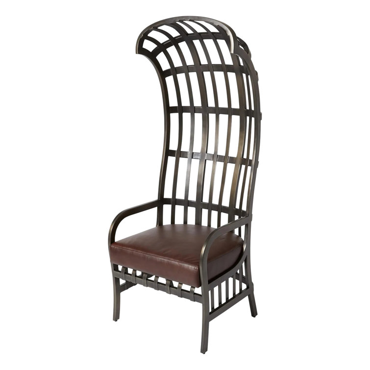 Studio A Cascade Dark Brown Leather and Metal Chair