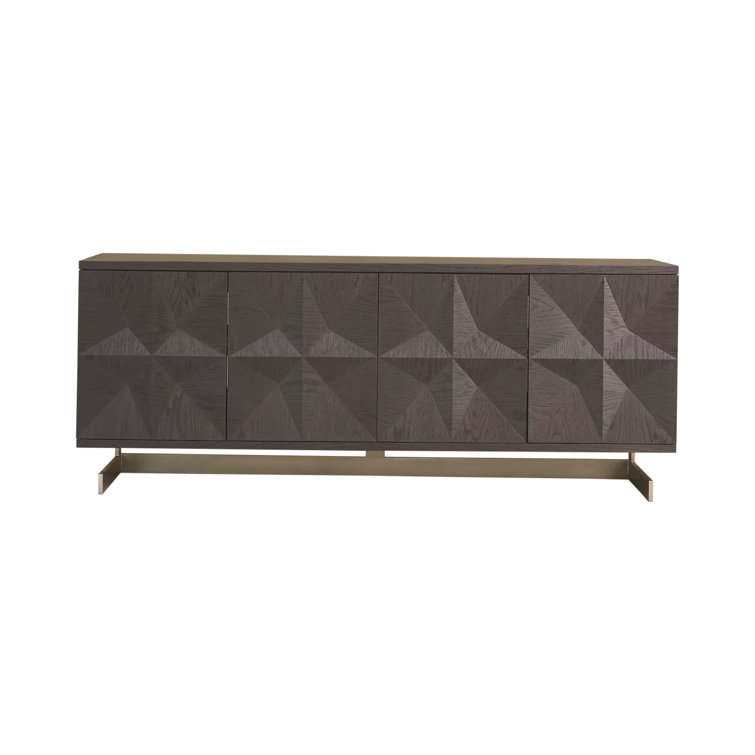 Cantilevered Black Oak and Nickel Media Cabinet