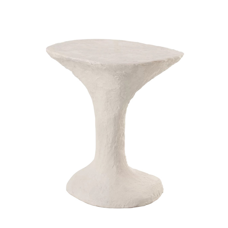 Soft White Stone Primitive Accent Table
