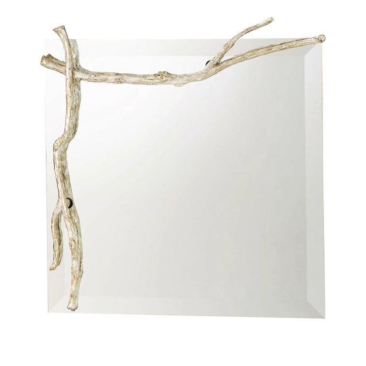 Rectangular Frameless Silver Leaf Twig Mirror