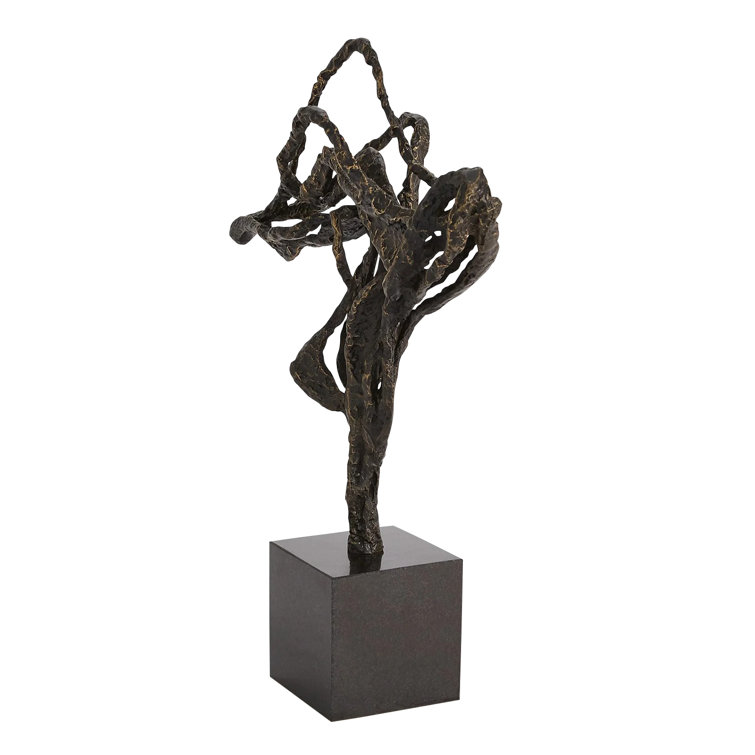 Bronze and Gold Abstract Metal Sculpture with Marble Base