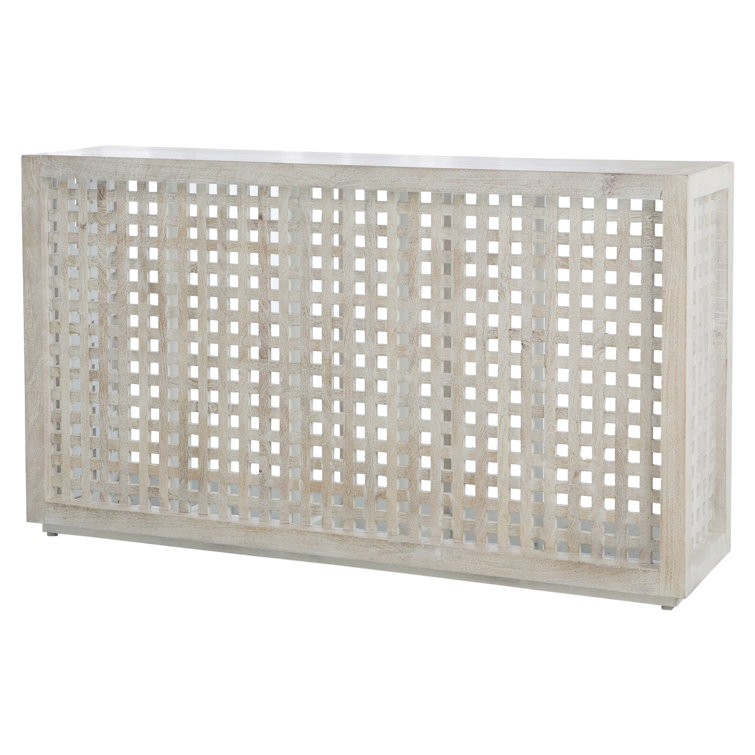 Driftwood Lattice 60" White Washed Wood Console Table