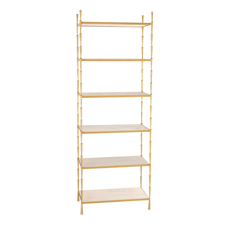 Antique Brass 6-Tier Iron Etagere with Gloss Finish
