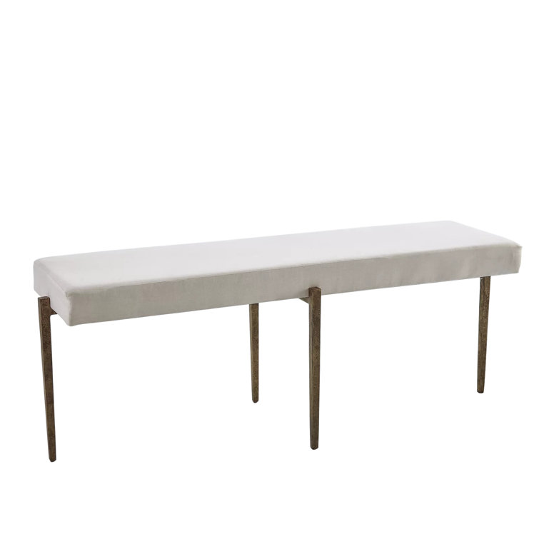 Laforge Large Bench with Muslin Cushion in Antique Gold