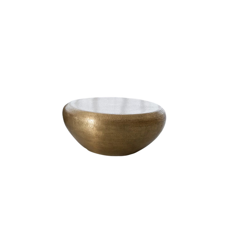Elegant Goa Round Cocktail Table in Antique Brass Finish