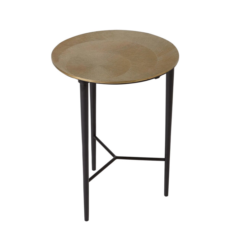 Round Brass and Black Metal Accent Table