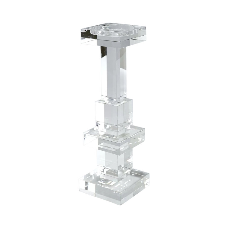 Elegant 18.25'' Polished Crystal Pillar Candle Holder