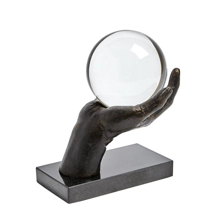 Bronze Handcrafted Iron and Glass Sculpture, 9"