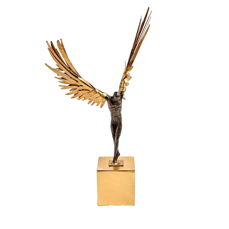 Gold Leaf Cast Iron Avian Figurine, 24.5" Tall