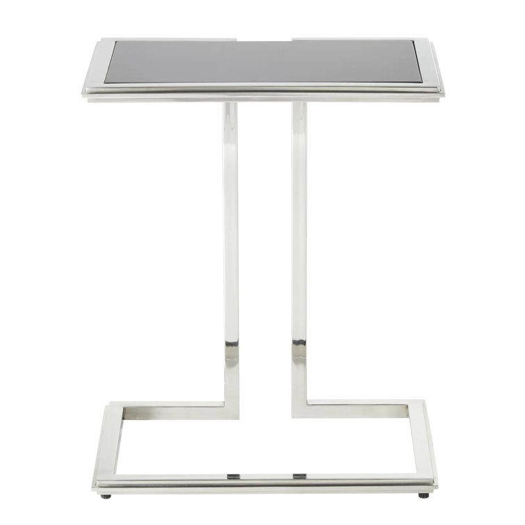 Cozy Up Small Rectangular Stainless Steel Table with Black Granite Top
