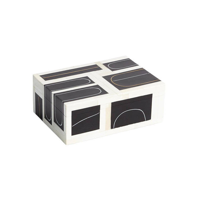 Black and White Geometric Polyresin Decorative Box