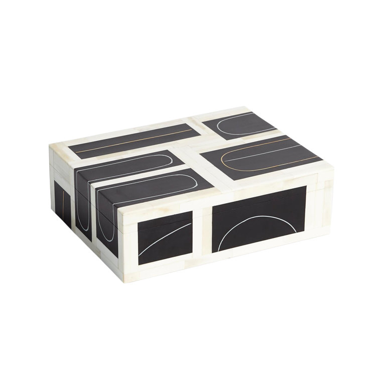 Black and White Geometric Polyresin Decorative Box