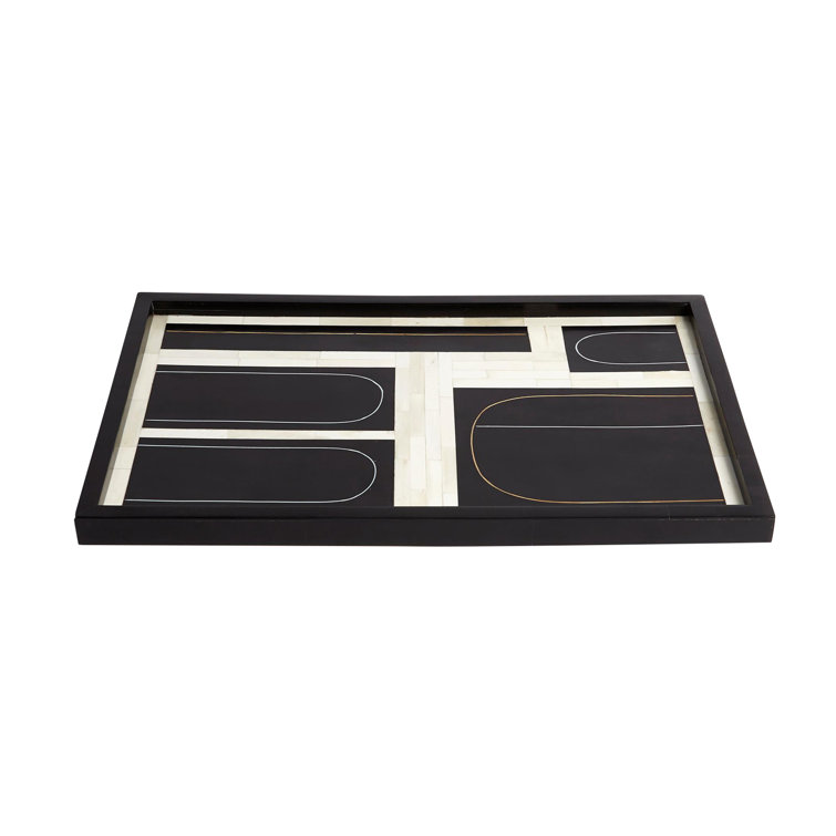Black and Light Brass Loop Rectangular Tray