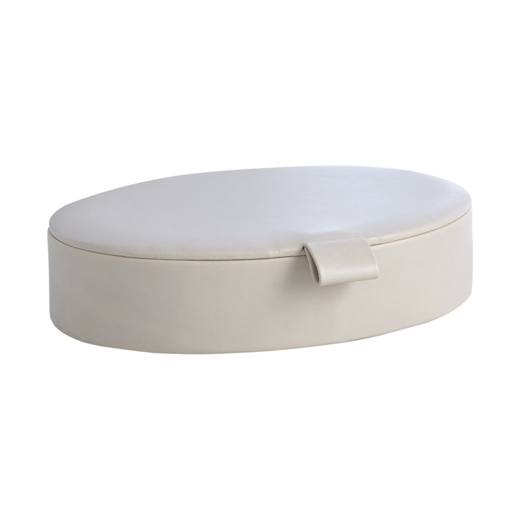 Large Mist Oval Leather Box with Suede Lining