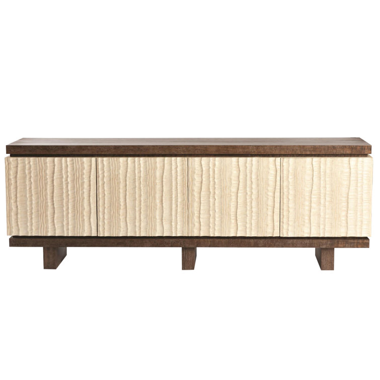 Brown Eucalyptus and Resin Media Cabinet with Adjustable Shelves