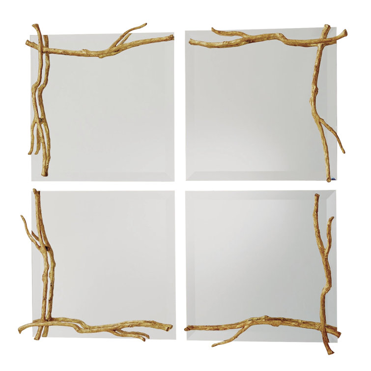 Elegant Gold Leaf Rectangular Twig Wall Mirror