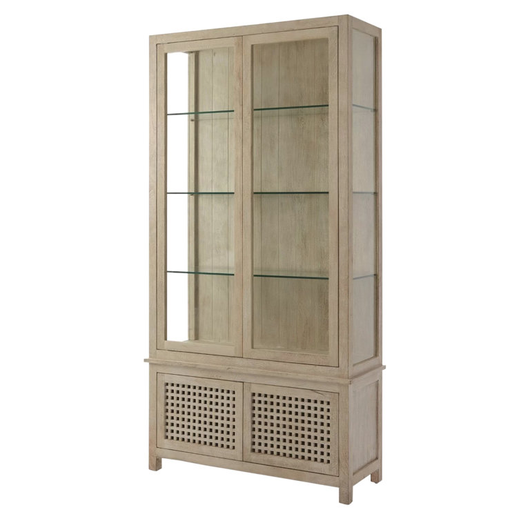 Weathered Steel Mango Wood and Glass Curio Cabinet