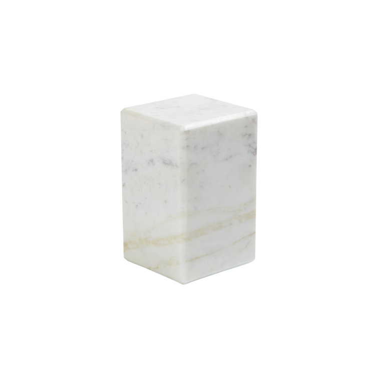 Banswara White Marble Mini Pedestal with Beveled Edges, 8"x5"