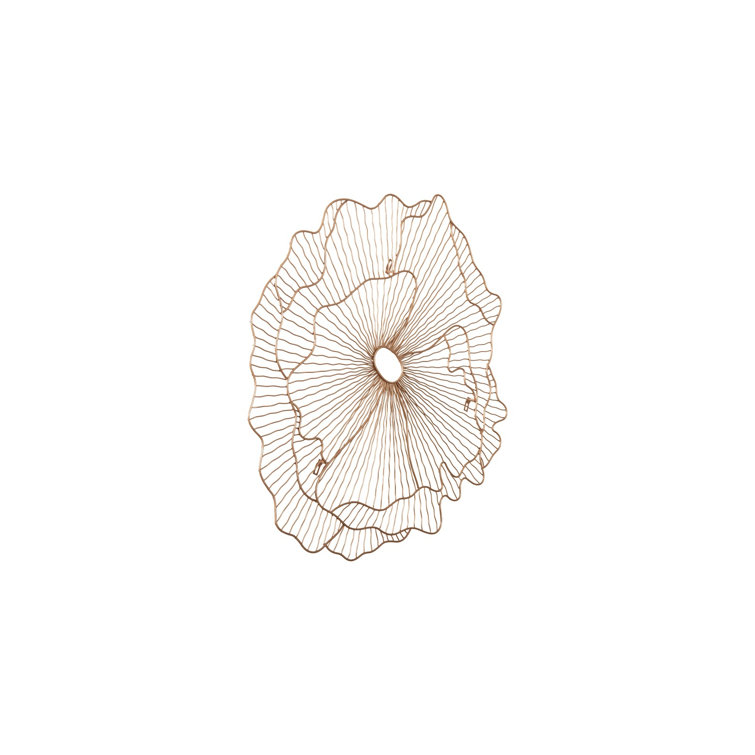 Copper Wire Flower Wall Sculpture, 36" Contemporary Art