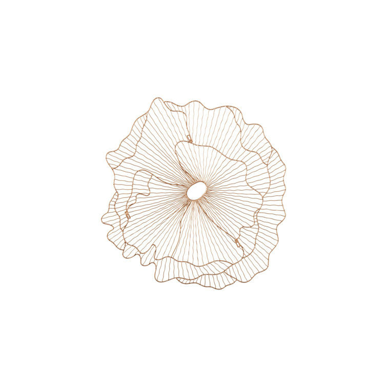 Copper Wire Flower Wall Sculpture, 36" Contemporary Art