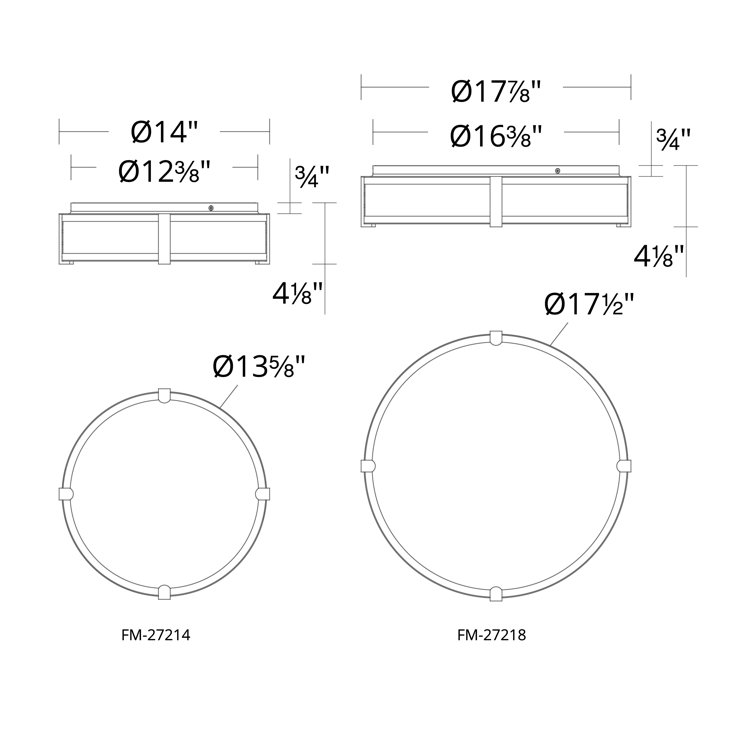 Constantine 14" Black Aluminum LED Flush Mount with Acrylic Diffuser