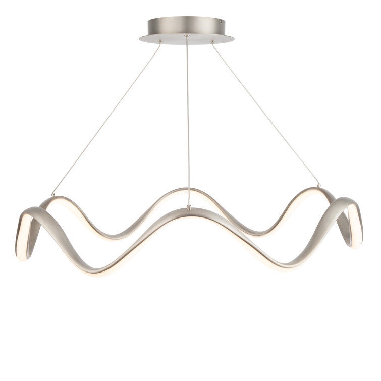 Morae Brushed Nickel 30" LED Pendant with White Opaque Shade