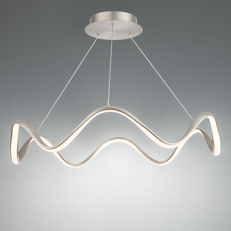 Morae Brushed Nickel 30" LED Pendant with White Opaque Shade
