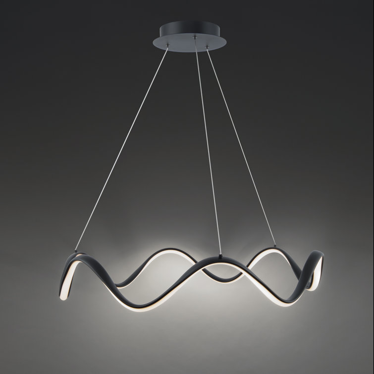 Morae Contemporary 30" Black LED Pendant with White Opaque Shade
