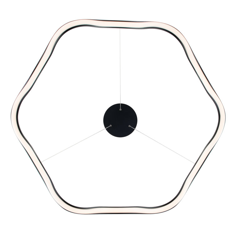 Morae Contemporary 30" Black LED Pendant with White Opaque Shade